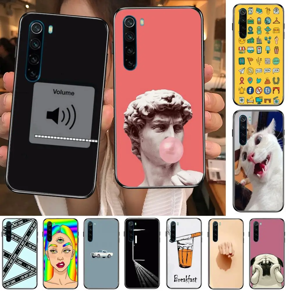 

Cartoon Phone Case For XiaoMi Redmi Note 9S 8 7 6 5 A Pro T Y1 Anime Black Cover Silicone Back Pretty Fall Prevention