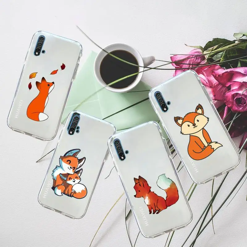 

Fox cute cartoon animal Phone Case Transparent for Huawei honor P mate Y 20 30 40 10 8 5 6 7 9 i x c pro lite prime smart