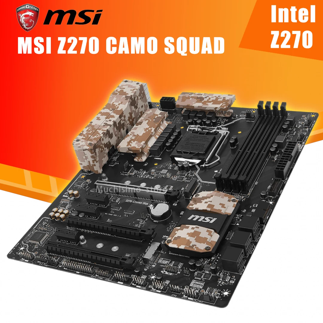 Verkauf LGA 1151 DDR4 MSI Z270 CAMO SQUA Motherboard Intel Z270 Core I7/i5/i3/Pentium/Celeron 1151 Desktop Z270 Mainboard 64GB PCI-E 3,0