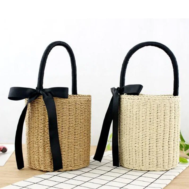 

WILIAMGANU New Women Bag Travel Bucket 2021 Small Summer Straw Bag Holiday Woven Handbags Straw Seaving Designer Shoulder Bags