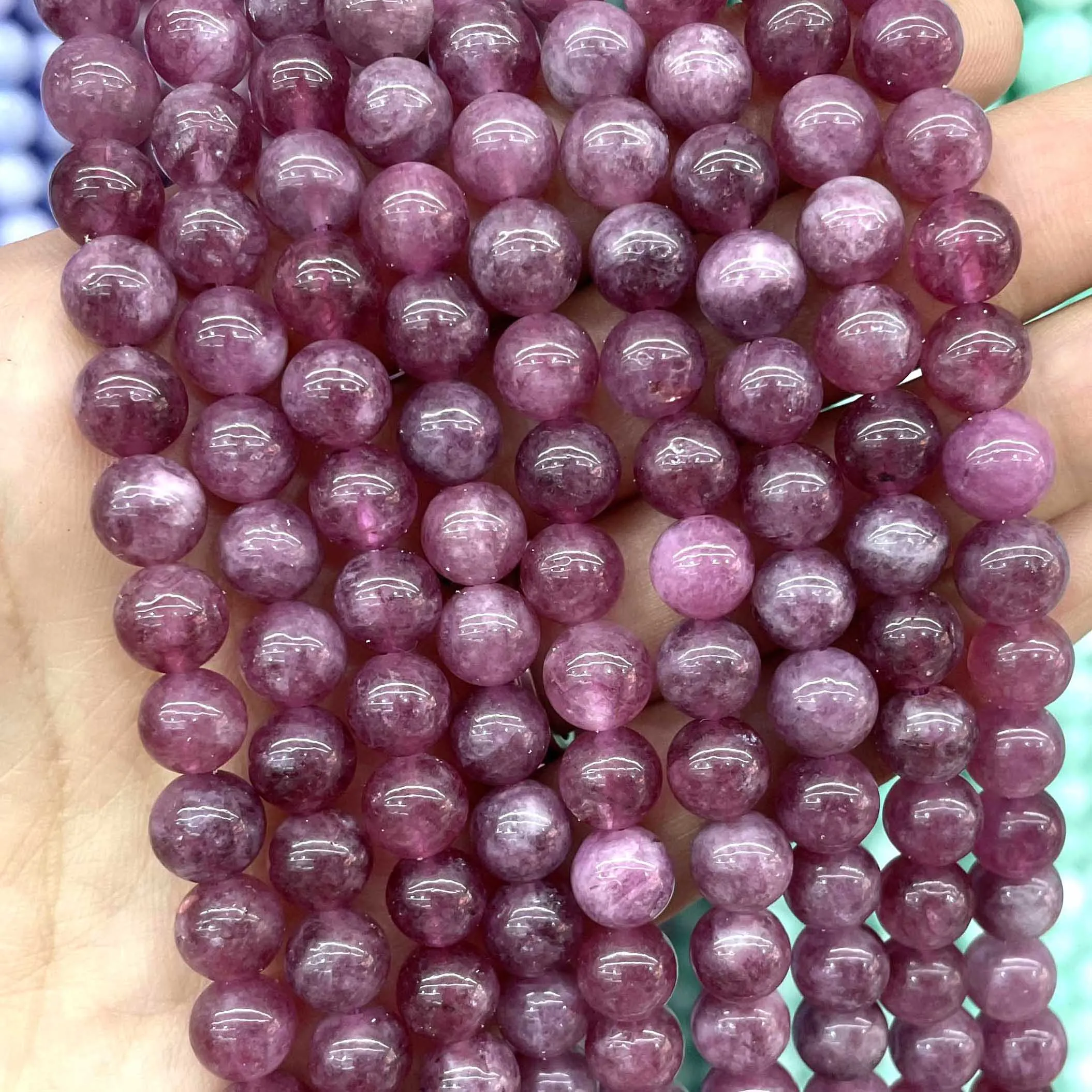 Натуральный камень Lepidolite Халцедон Круглые Бусины россыпью аксессуары браслеты