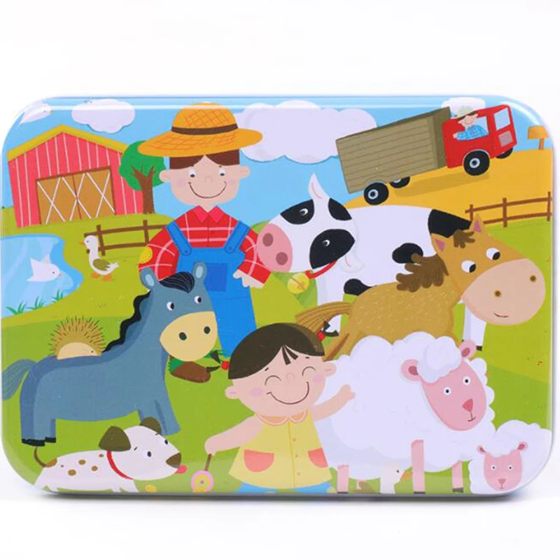 

120 шт./компл. детская игрушка, детские головоломки с мультяшными животными, развивающая игрушка, деревянный пазл, маленький размер, деревянн...