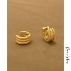 Женские рельефные серьги Peri'sBox с тремя рядами, небольшие кольцо серьги круг геометрические серьги, простые минималистичные ювелирные изделия