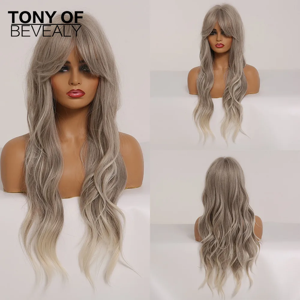 Длинные волнистые синтетические парики для чернокожих женщин афроамериканские