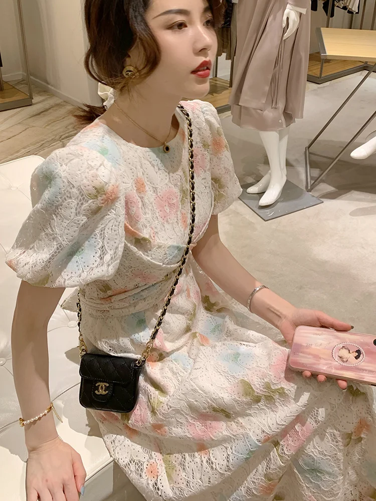 

2021 Dress Early Spring Chic Dress Gentle Fairy Sweet Floral Dress for Women Rac