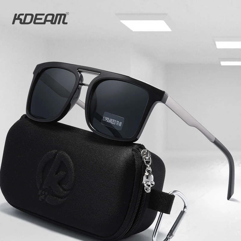 

KDEAM Twin Bridge TR90 Material Men's Sunglasses Polarized UV400 Goggles 2021 Fashion Top Sun Glasses Square KD057