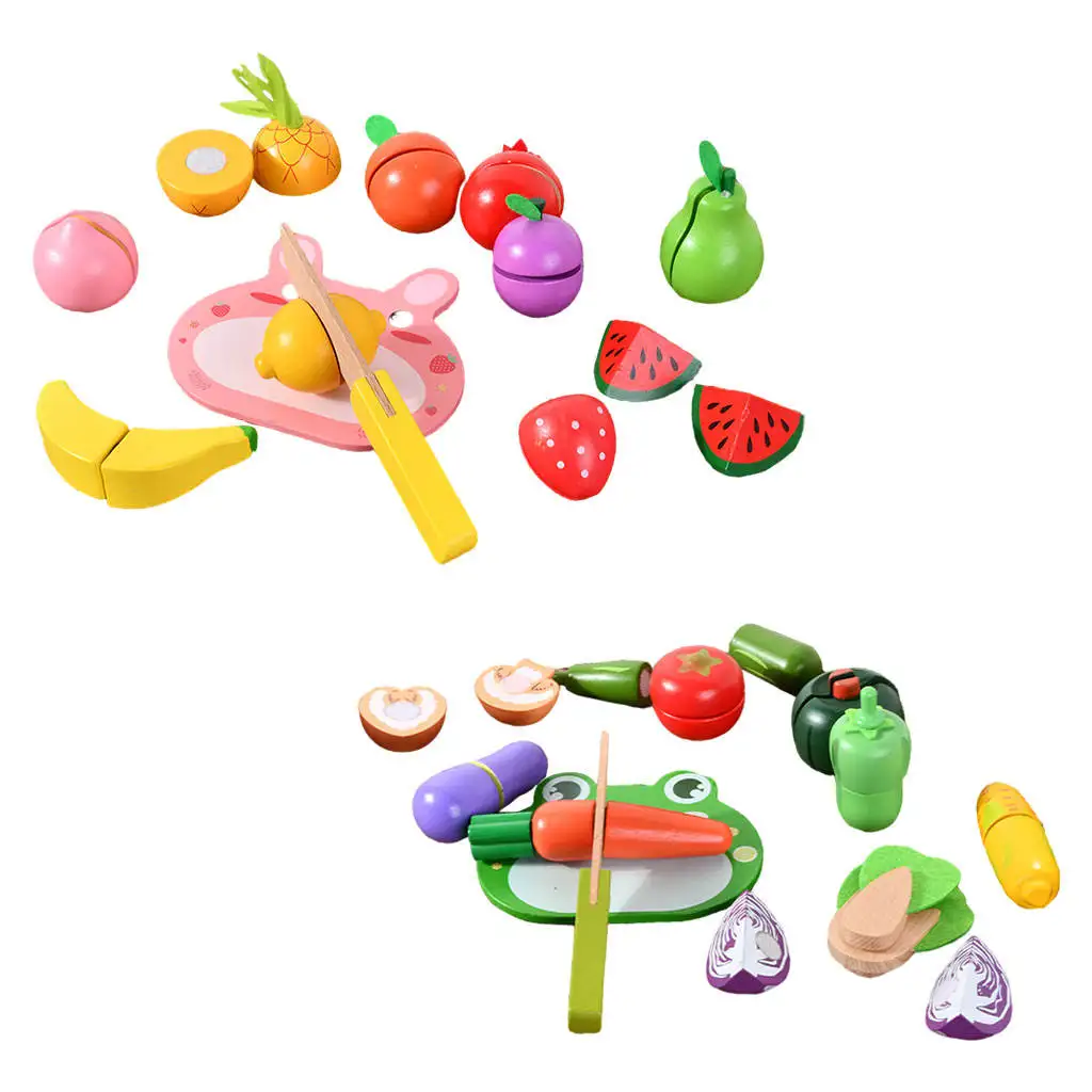 

12x Cutting Pretend Toy Cute Classic DIY Mini Cosplay Play Set Wooden for Kitchen