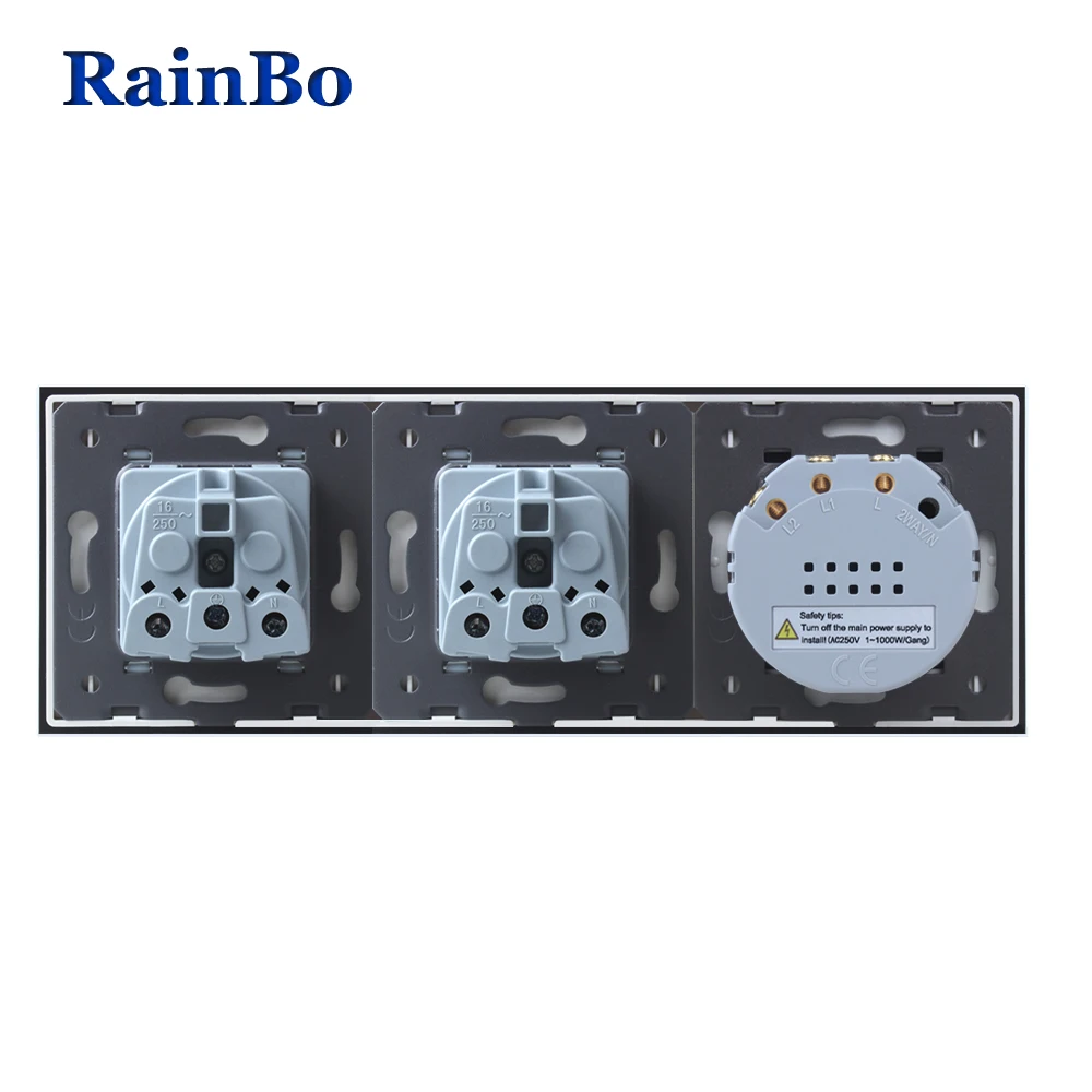 RainBo кристально стеклянная панель Франция Power Socket EU Touch Control экран настенный