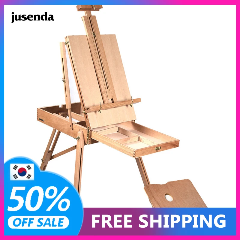 Wooden Easel Portable Folding French Table Easel for Drawing Oil Paints Sketch Box Tripod Painting Easel for Artist Art Supplies