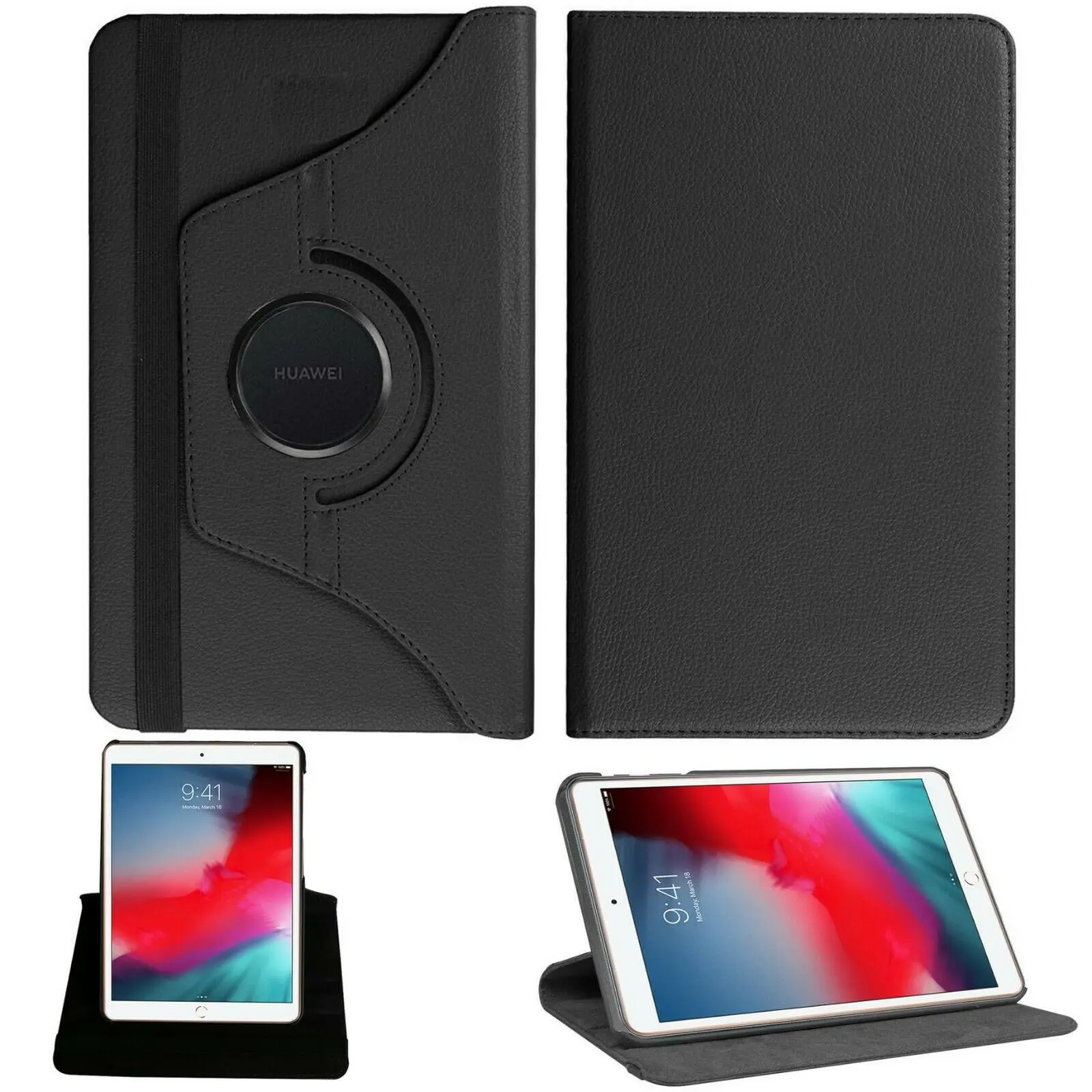 

RIBOM для Huawei Media Pad T5 (10,1 дюйма), вращающийся на 360 ° чехол-подставка для планшета из искусственной кожи с рисунком личи