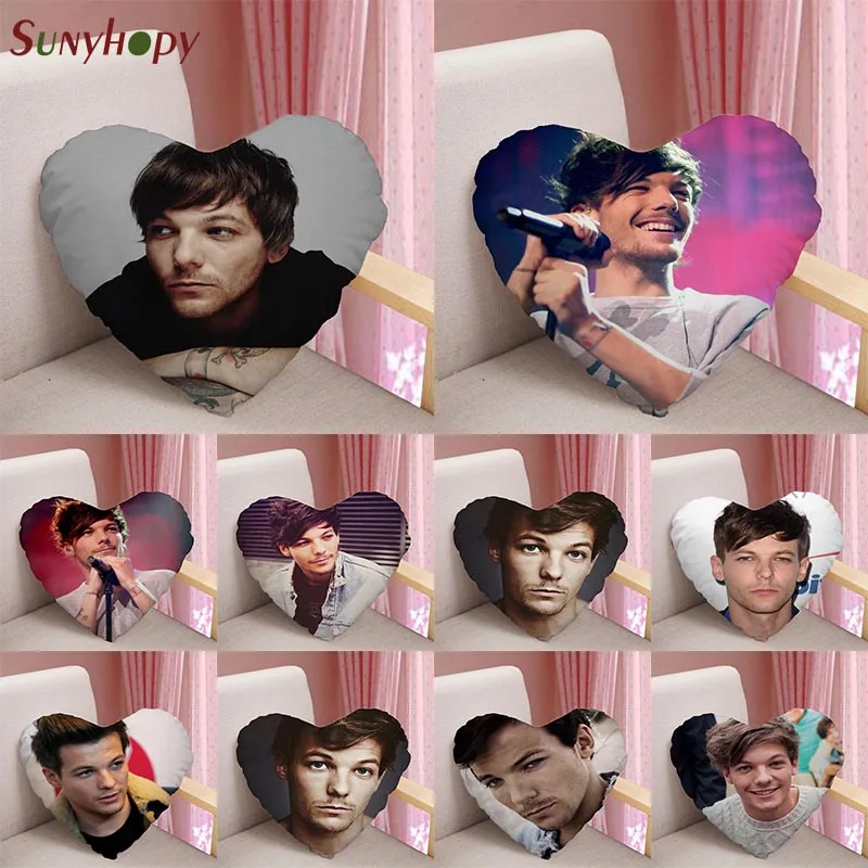 

Louis Tomlinson Heart Shape Custom Throw Pillows Pillowcase Zippered Satin Fabric Cushion Home Decoration-090ZLL