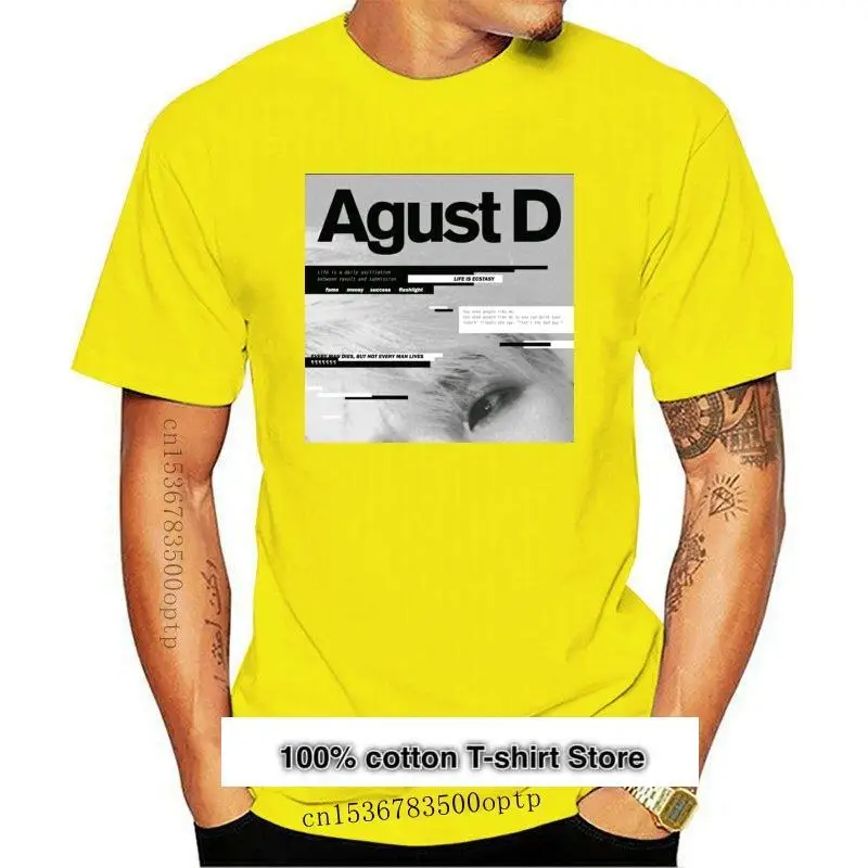 

Agust D-Camiseta de manga corta para hombre, camisetas de algodón con cuello redondo, talla grande S, gran oferta, Verano