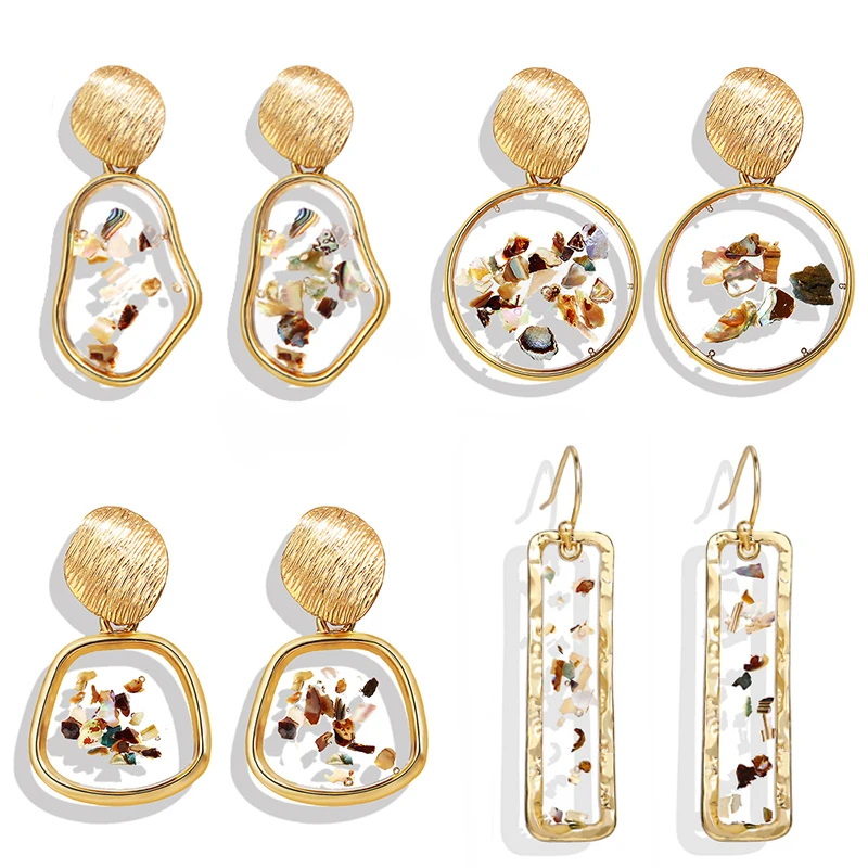 Корейские винтажные геометрические свисающие серьги для женщин круглые