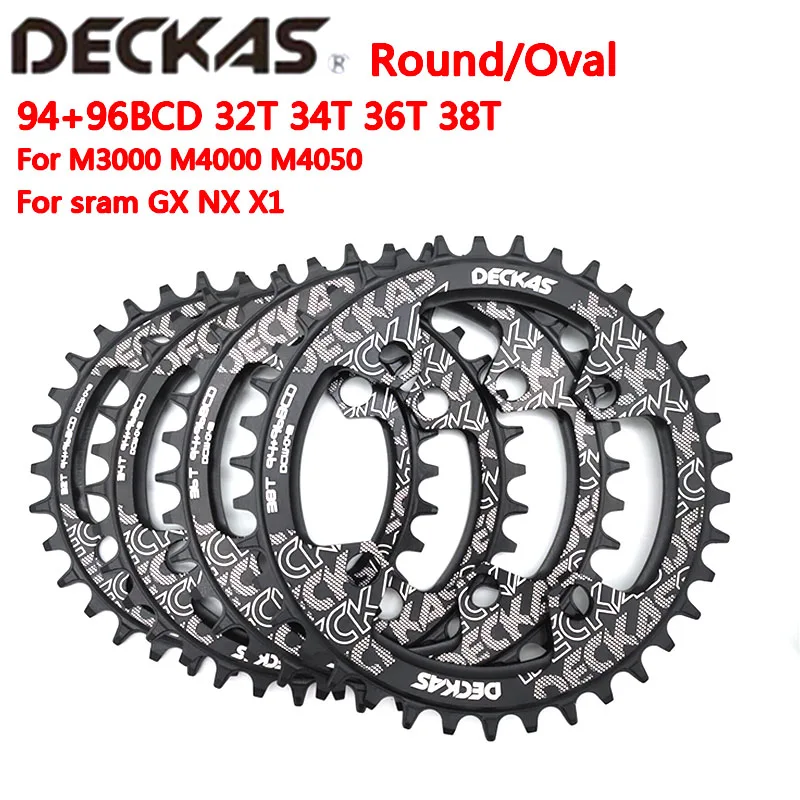 DECKAS 94+96 BCD bicycle chainwheel 32T 34T 36T 38T MTB bike Chainring mountain Crown Round Oval for M4000 M4050 GX NX X1 Crank