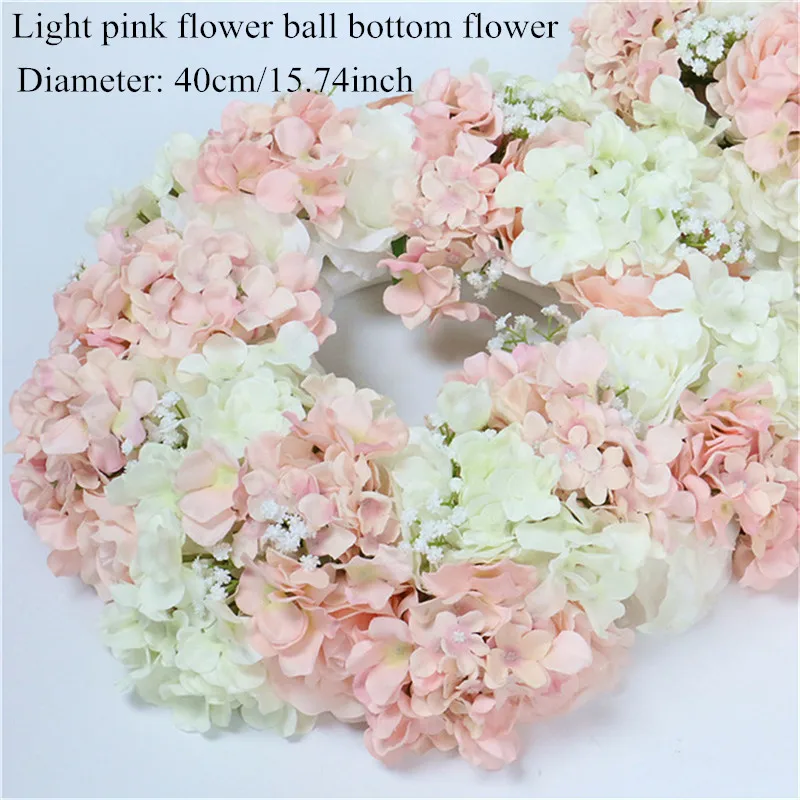 Light pink 1 40cm Индивидуальные искусственные Гипсофилы розы гортензии цветок шар украшения дома фестиваль свадебный обеденный стол дорога свинец Венок 1 шт - Цвет: Light pink 1 40cm
