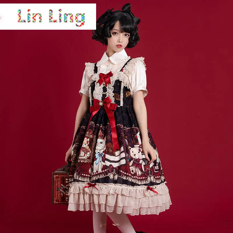 

Cutesweet Lolita crown cat JSK Sleeveless suspender dress Japanese lolita dress lo for Kwaii girl princess