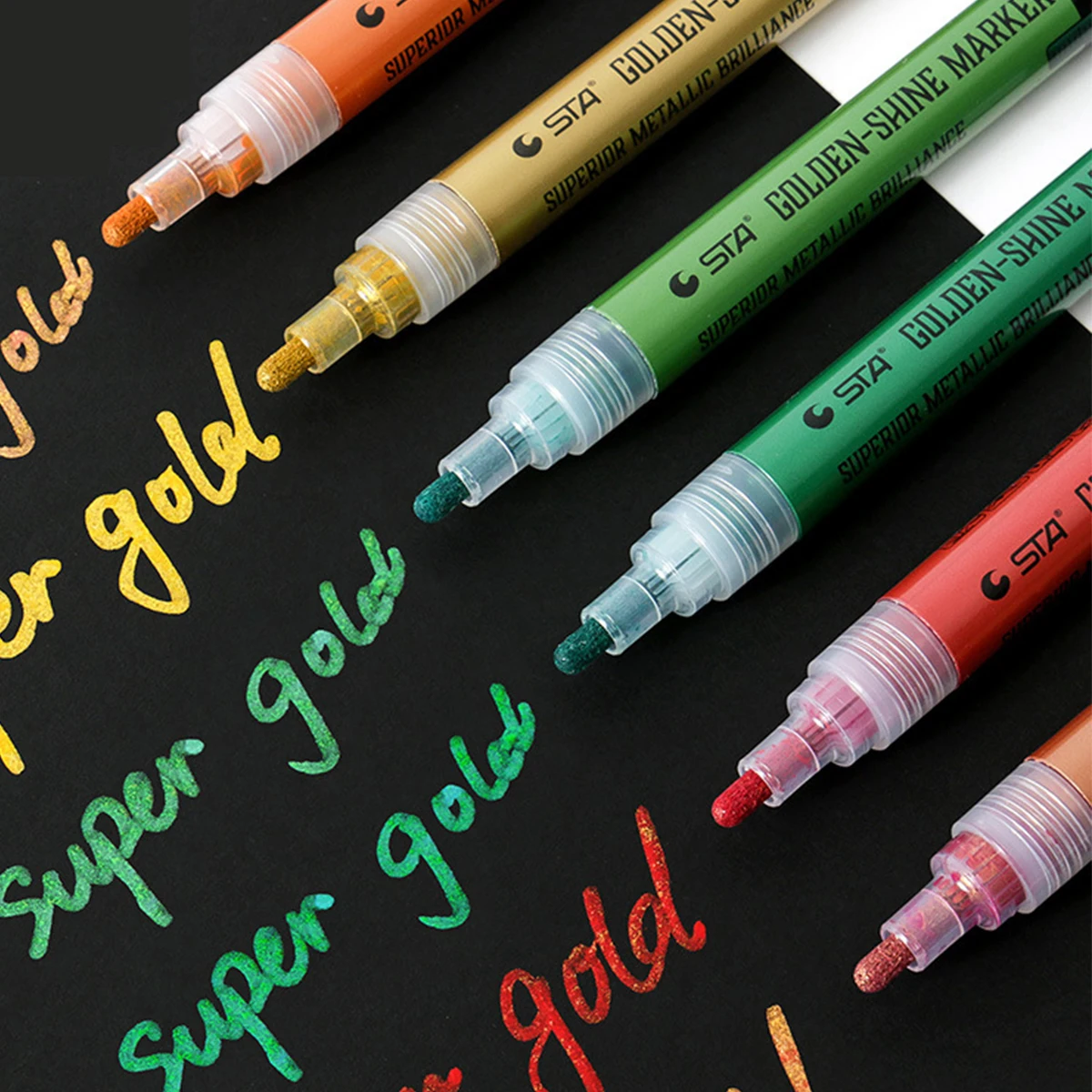 

High Capacity Glitter Metallic Marker Pens Colored Shine Acrylic Water-Based Marker Pen Gundam Coloring Pen Metallic Paint Pen