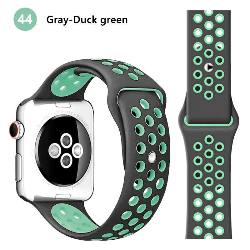 gray-duck green Силиконовый ремешок для Apple watch band 42 мм 38 мм iWatch 4 band 44 мм 40 мм браслет часы correa резиновый ремешок для часов Apple watch 4 3 2 1 - Цвет ремешка: gray-duck green