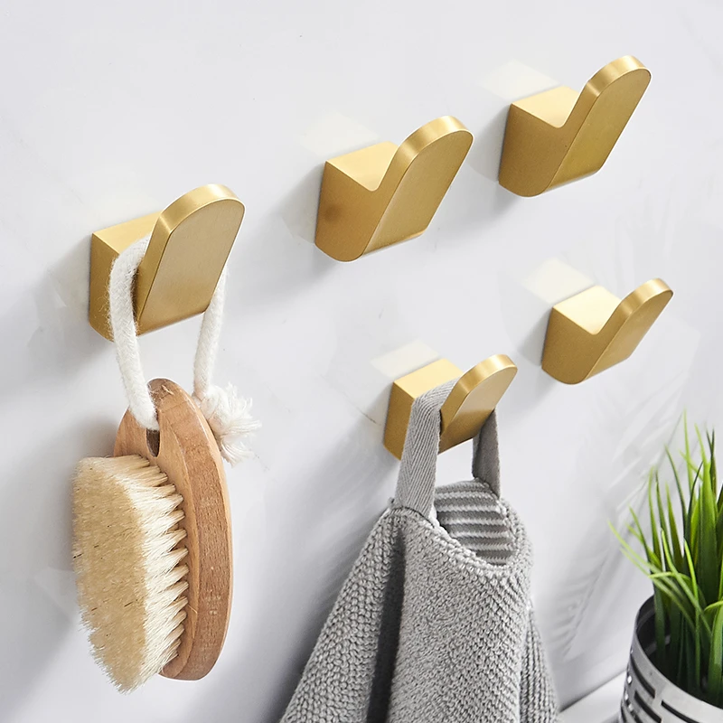 

Nordic Gold Brushed Robe Hooks Set Bathroom Accessories Wall Hooks Bathroom Hook Clothes Hooks