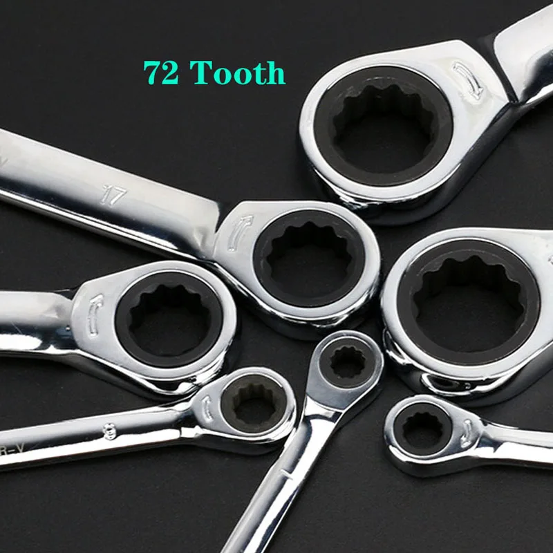 72 Tooth Ratchet Wrench Set 8-19mm CR-V Quick Release Gear Ring Torque Combination Metric forCar Repair Spanner |