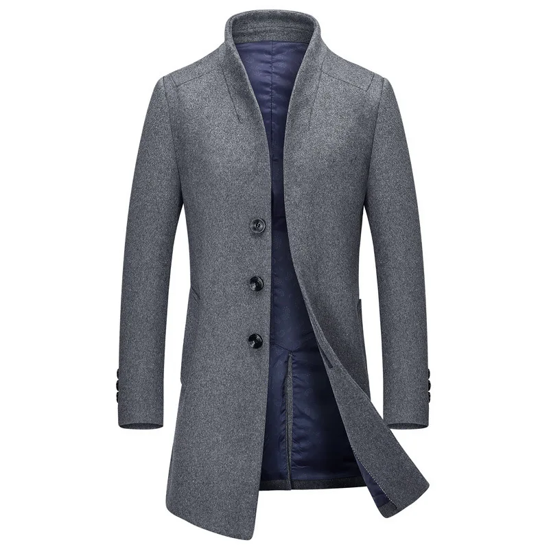 Cabolsa de lã Outono Inverno Novo Masculino Fino Ajuste Cashmere Misturado Longo Cabolsa Preto Vermelho Cinza Outerwear S-3xl 2022
