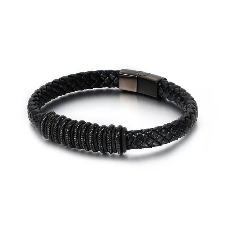 Мужские браслеты из натуральной кожи нержавеющей стали | Украшения и аксессуары