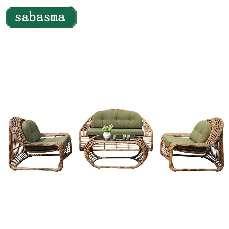 Диван из ротанга чайный столик благородсветильник роскошная мебель комбинация