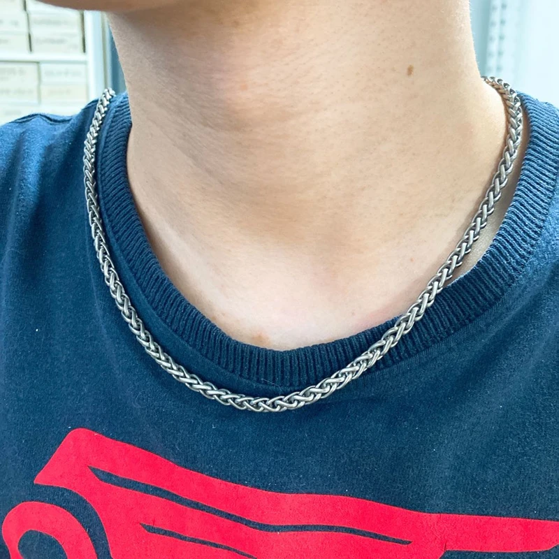 Anti-Sensitive 99.9 Pure Titanium Chain Hip Hop Stylish Japan and South Korea Necklace, Casual Hipster Punk Personality