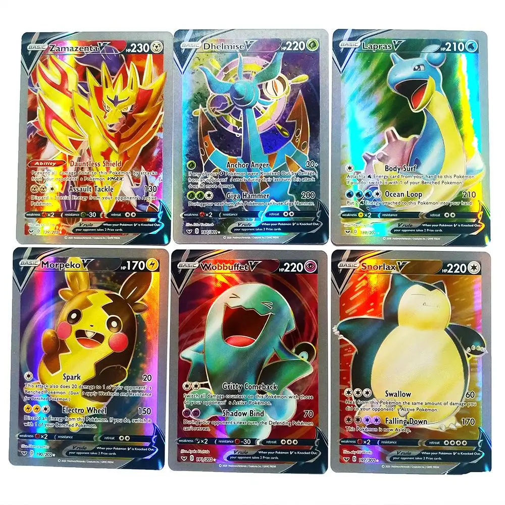 Оригинальные карты Pokemon 60 шт. V MAX без повторов Покемоны игрушки карта GX Сияющие