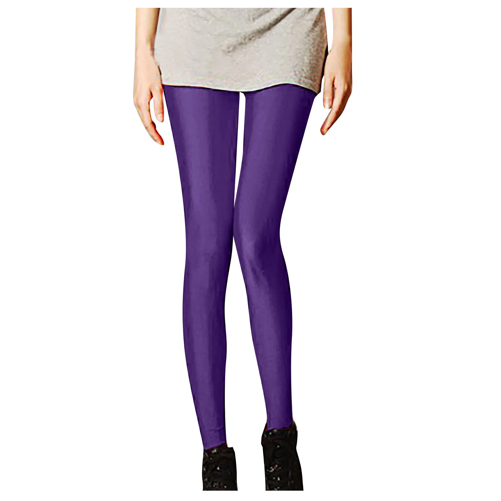 

Women's High Waisted Elasticity Ninth Pants Show Thin Leggings Tummy Control Spandex Elasticity Casual Trousers Shinny Legging