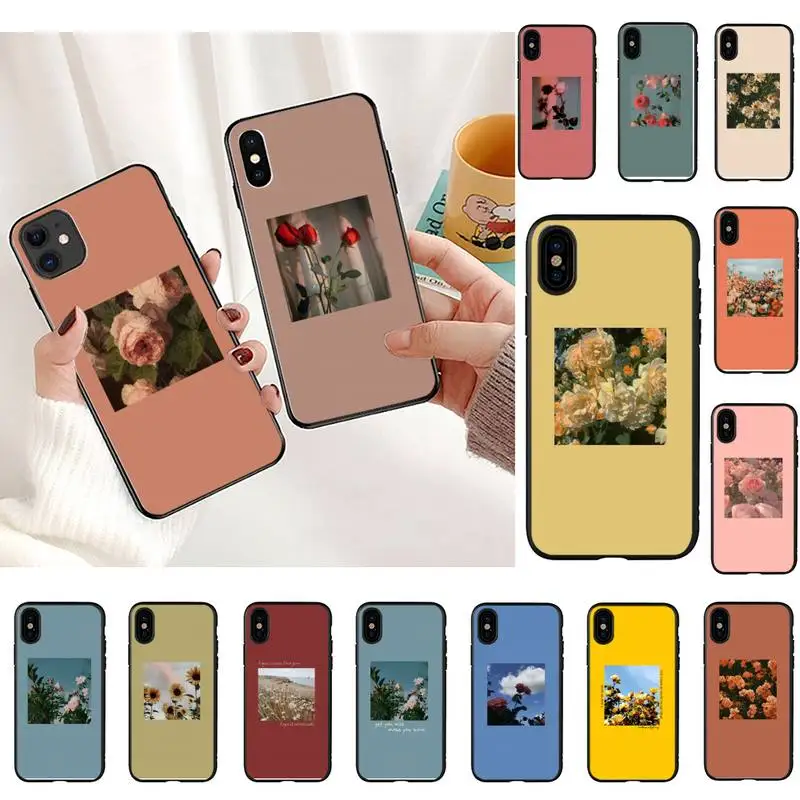 

Flower art aesthetic Phone Case For iPhone 11 8 7 6 6S Plus 7 plus 8 plus X XS MAX 5 5S XR 12 11 Pro max se 2020 Funda Cover