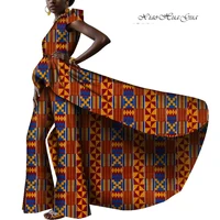 2019 african 2 piece set top and pants for women lady floor length top dressfull length wide leg pants african clothing wy4595