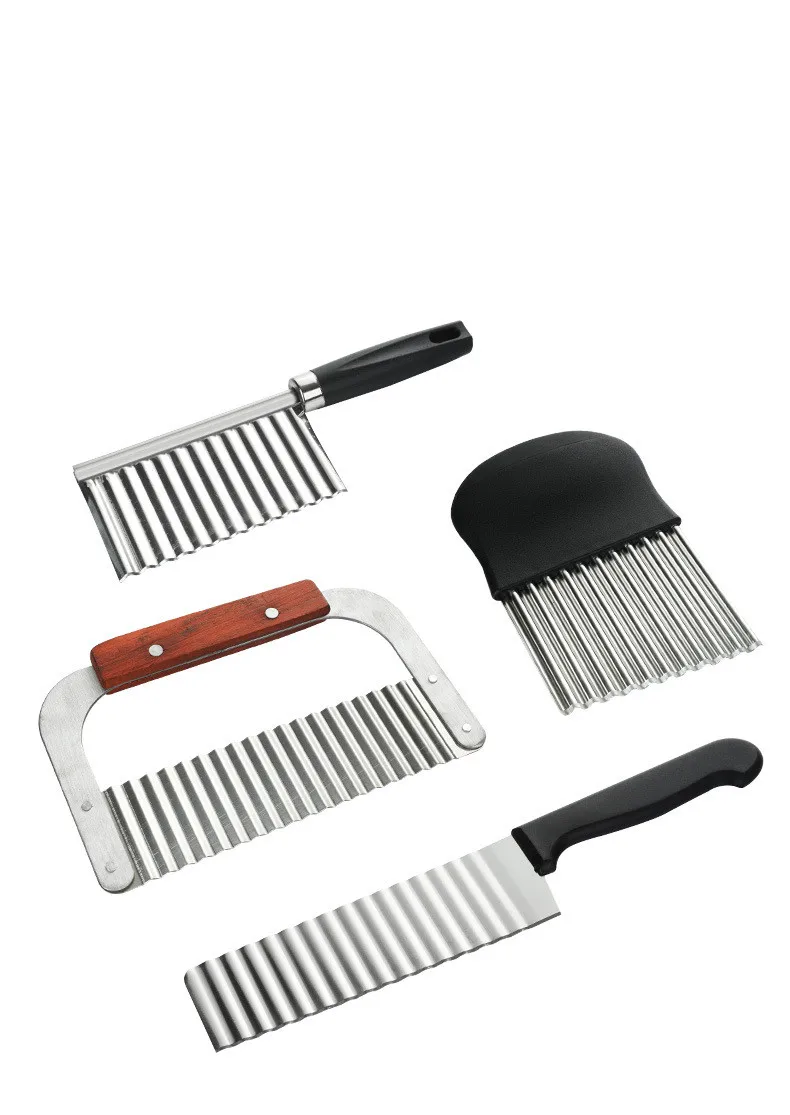 Stainless Steel Potato Chip Slicer Dough Vegetable Fruit Crinkle Wavy Knife Cutter Chopper French Fry Maker WB 054 | Дом и сад