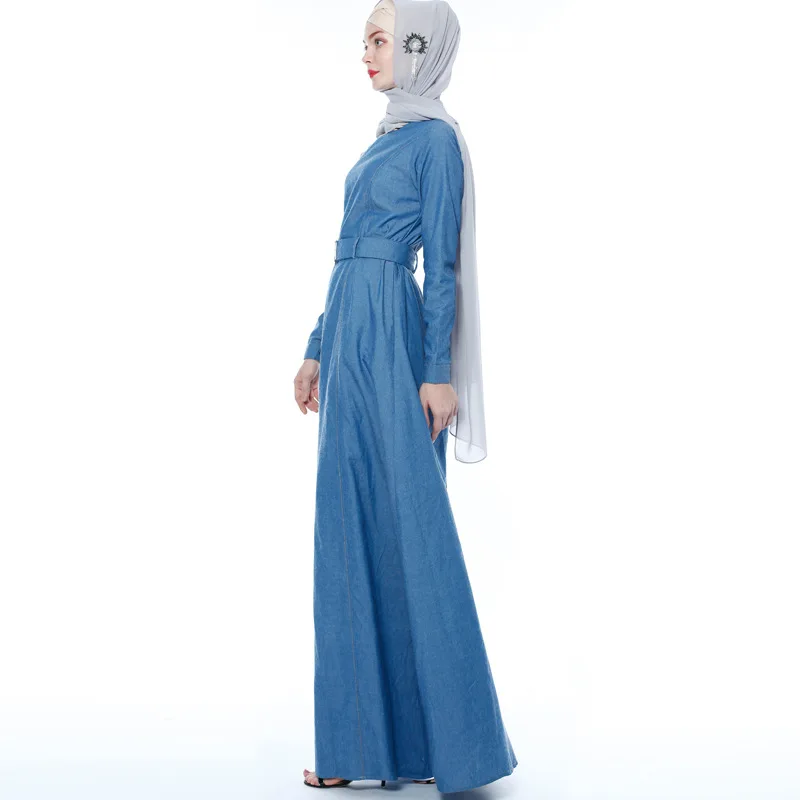 2019 новая джинсовая мусульманская сморщенная юбка карандаш длинное платье труба