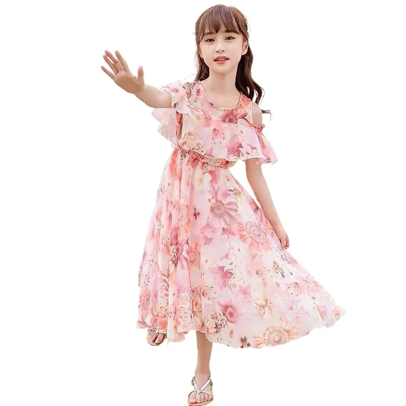 

Girls Summer Dress 10 Princess Dress 12 Girls Fashion Elegant Chiffon Beach Dress 2 Children's Clothing 10 Kids Clothes 2021 New