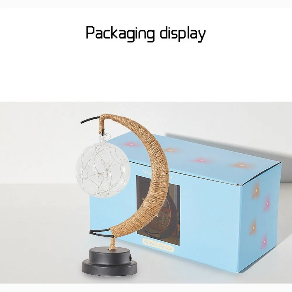 

Led Stars / Moon / Apple / Sepak Takraw / Christmas Gift Handmade Hemp Rope Wrought Iron Night Light Party Room Decoration Light