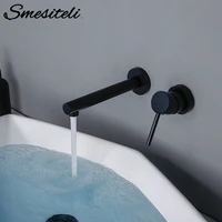 smesiteli bathroom concealed faucet brass double hole single handle matte black waterfall wash basin faucet
