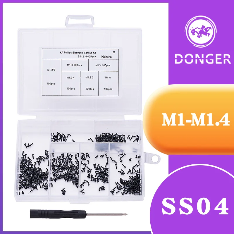 600 шт./компл. M1.0 * 3/4/5 M1.2 KA Никелированная плоская головка саморезы электронные