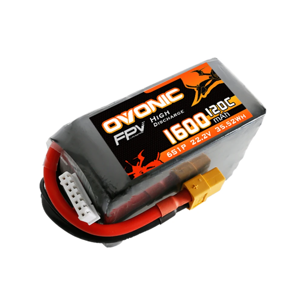

Литий-полимерный аккумулятор Ovonic 1600 мАч 22,2 в 6S 120C с разъемом XT60 для FPV Racing радиоуправляемый самолет, Квадрокоптер 2 шт.