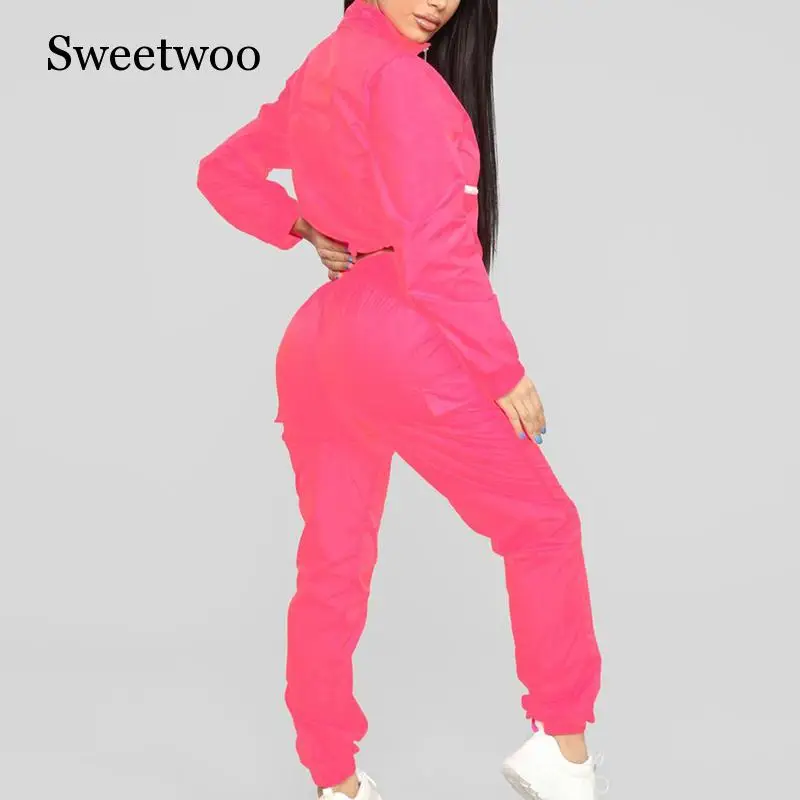 Женские спортивные комплекты из двух предметов неоновые эластичные костюмы для