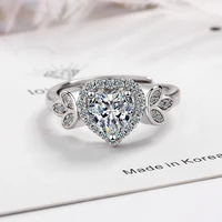 trendy dazzling heart cubic zirconia wedding engagement rings for brides jewelry luxury opening finger ring anniversary gift