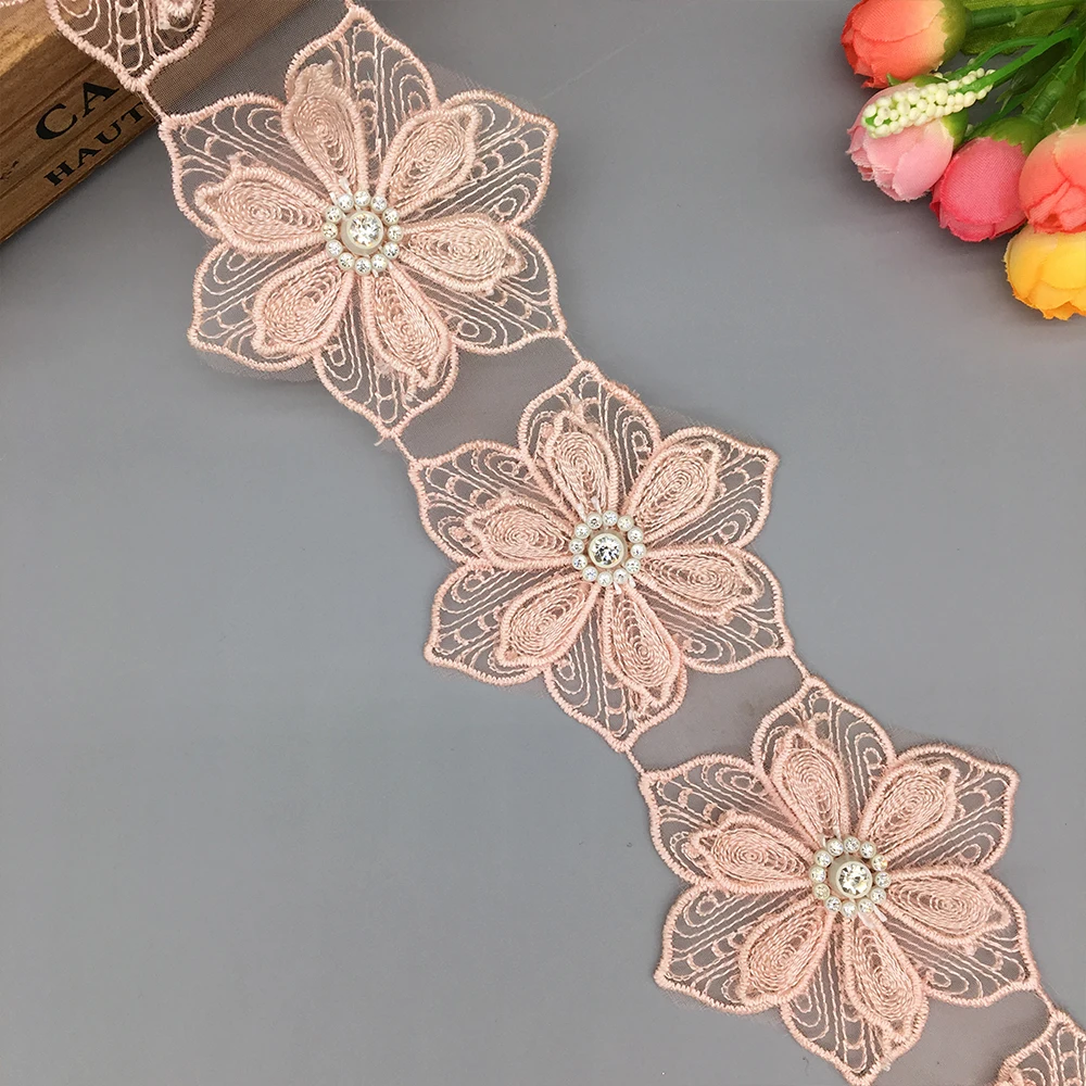 1 ярд розовый 7,5 см 3D с цветами и жемчужинами кружево из хлопка с вышивкой обрезанная Лента ткань ручной работы сделай сам свадебное платье материалы для шиться ремесло 1 ярд розовый 7,5 см 3D с цветами и жемчужинами кружево из хлопка с вышивкой обрезанная Лента ткань ручной работы сделай сам свадебное платье материалы для шиться ремесло