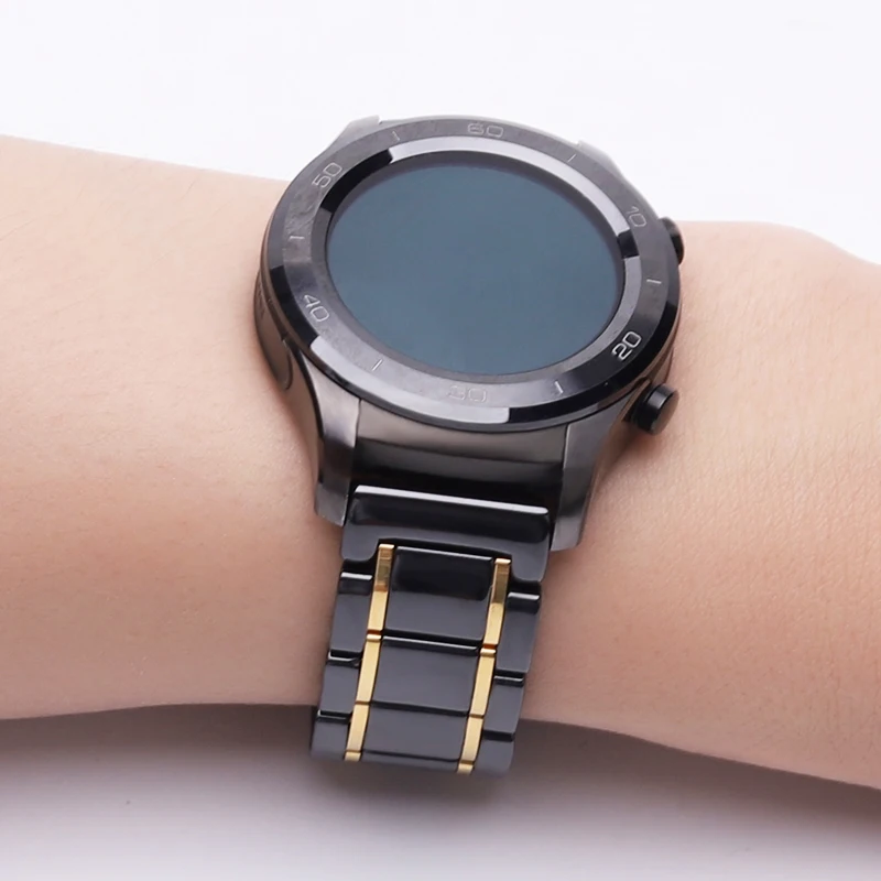 20 мм керамический ремешок для смарт-часов huawei watch 2 совместимый сменный зеркальный Гладкий Ремешок с бабочкой регулируемый размер