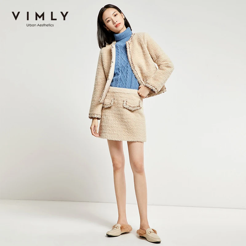 Vimly 2020 зимний женский элегантный комплект из 2 предметов Офисная Леди Винтажный