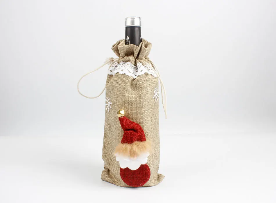 1 шт Рождественский Декор для дома Рождественский винный чехол для бутылки Санта Клаус Олень бутылка одежда кухонный декор год - Цвет: C