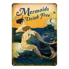 Mermслуды без напитков, металлический жестяной знак, Настенный декор для пивного клуба, винтажное искусство, кофейный бар, гаражные знаки, домашний декор, подарки 12x16 дюймов