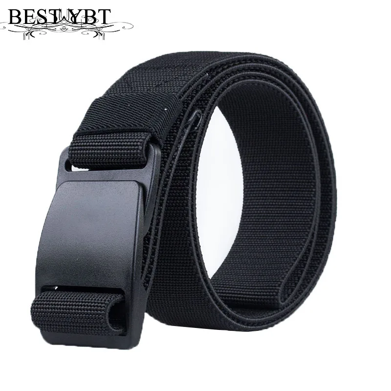 Best YBT Men's Brand Unisex Design Quality Hard Plastic Buckle Belt Man Quality Canvas Elastic Waistband Casual Belts For Men