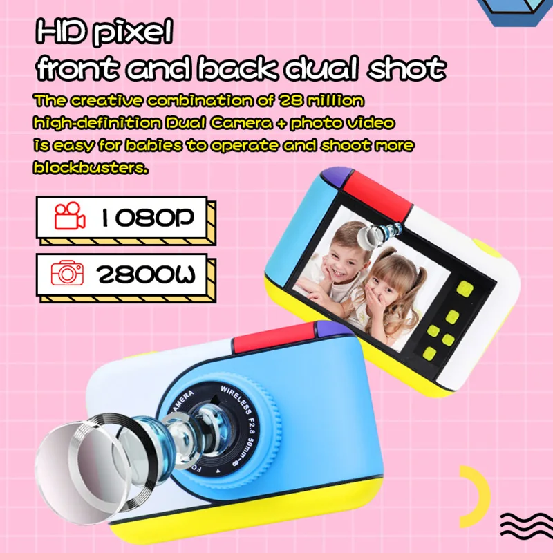 

Children Camera 28MP HD Digital Camera Anti-fall Mickey Camera Selfie Function IPS Screen Mini Kids Camera Toy Gift For Girl Boy