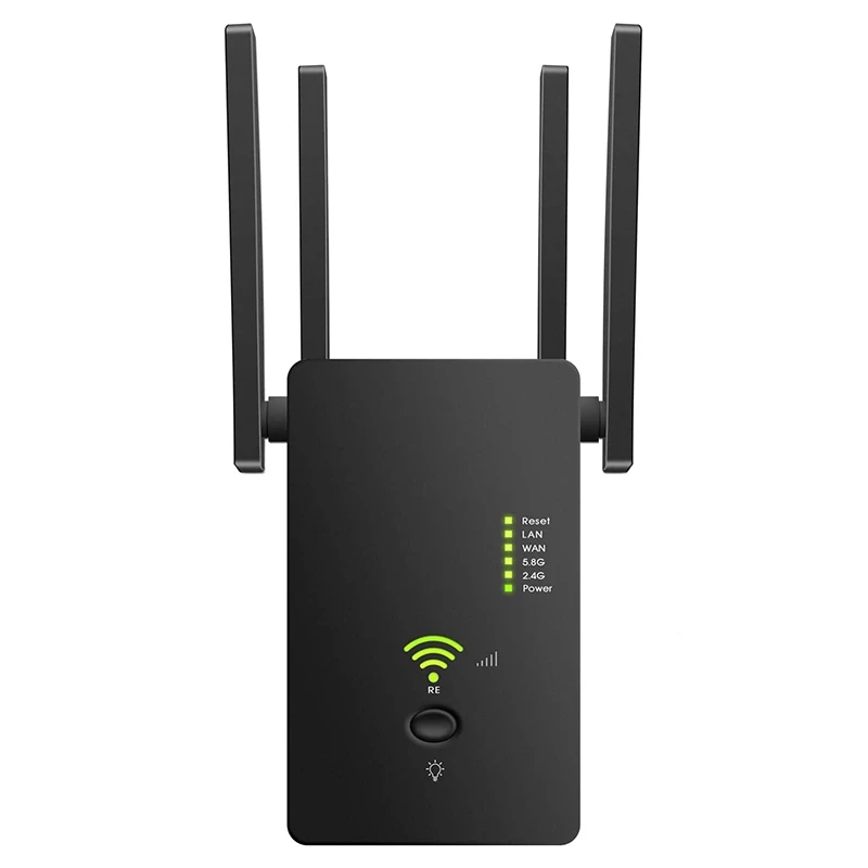 

AC1200Mbps Беспроводной повторитель Wi-Fi роутер двухдиапазонный 2,4/5G расширитель Wi-Fi, Wi-Fi, Беспроводной усилитель сигнала-штепсельная вилка станд...