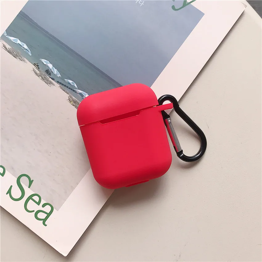 red Мини Мягкий силиконовый чехол для Apple Airpods, ударопрочный чехол для Apple, гарнитура для Airpods, чехлы ярких цветов, защитный чехол - Цвет: red
